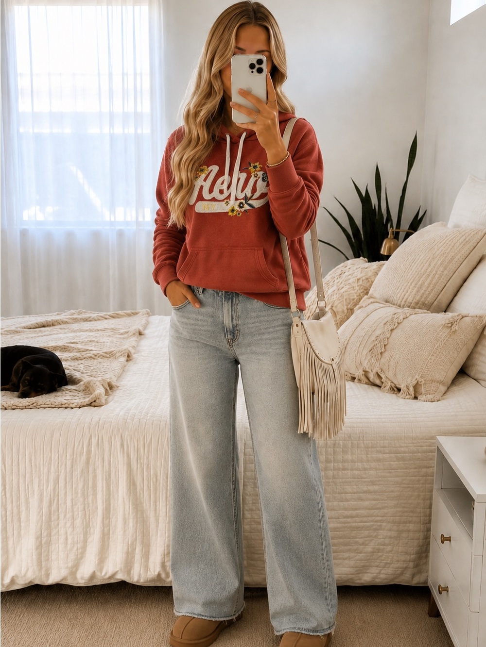 Aeropostale Rust Hoodie with Floral Logo